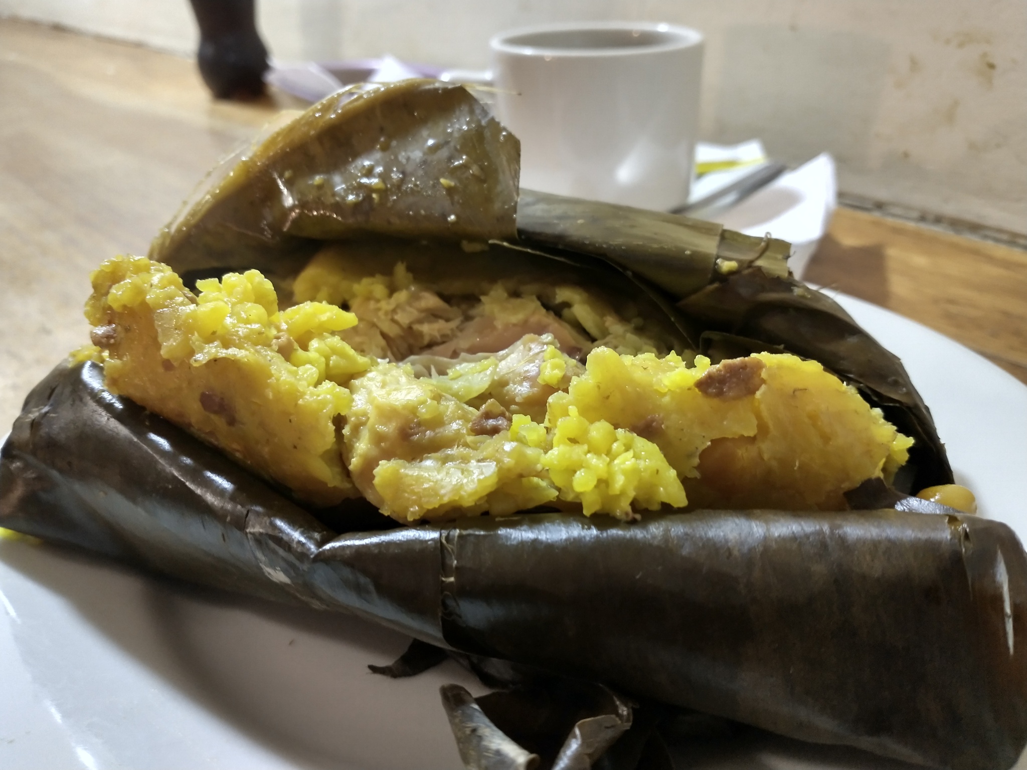 Chicken and yellow rice tamale from La Puerta False.